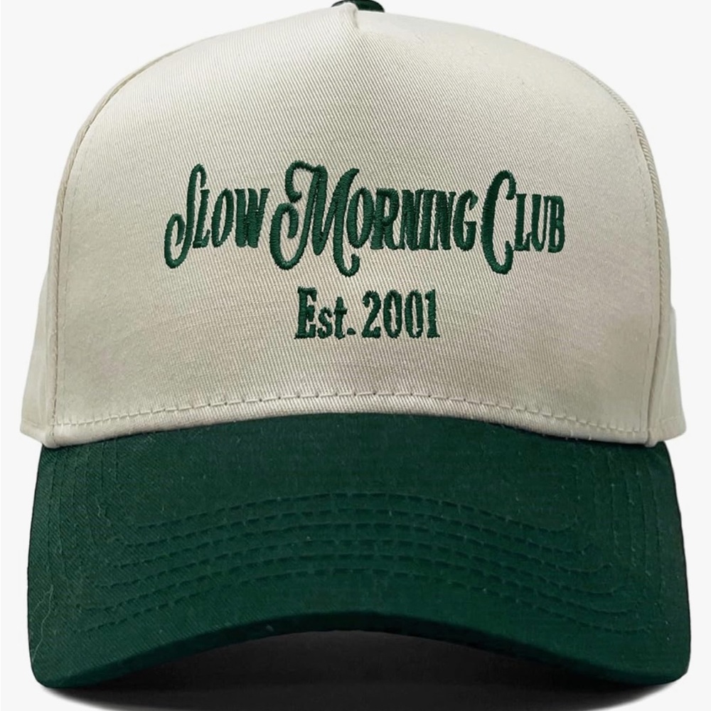 Slow Morning Club Baseball Cap - Green and Cream